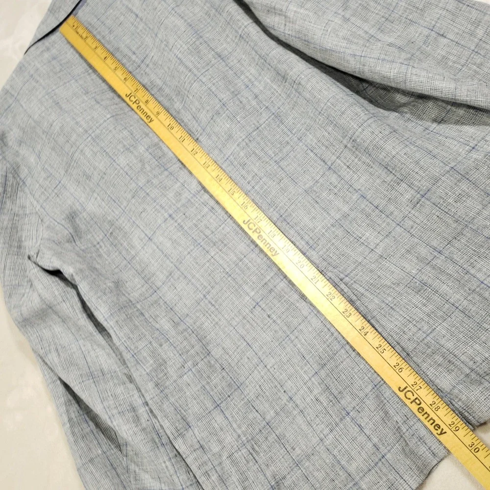 Banana Republic Linen Jacket Mens 42 Regular Gray Plaid Blazer 674506-00 Summer
